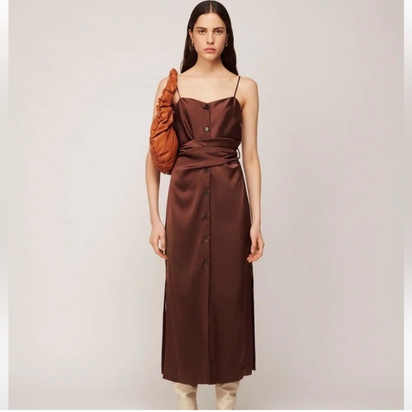 Nanushka Sayan Satin button drown dress Small NWT - Picture 5 of 8